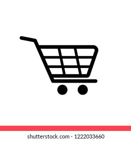 Shopping cart vector icon, purschase symbol. Simple, flat design for web or mobile app