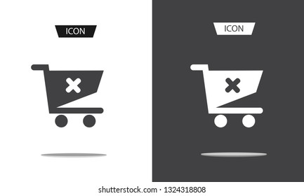 Shopping cart vector icon, remove to shopping carts vector icon isolated on white background.