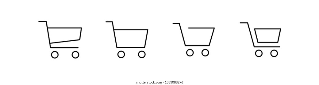 Shopping cart vector icon set, online store buy symbol