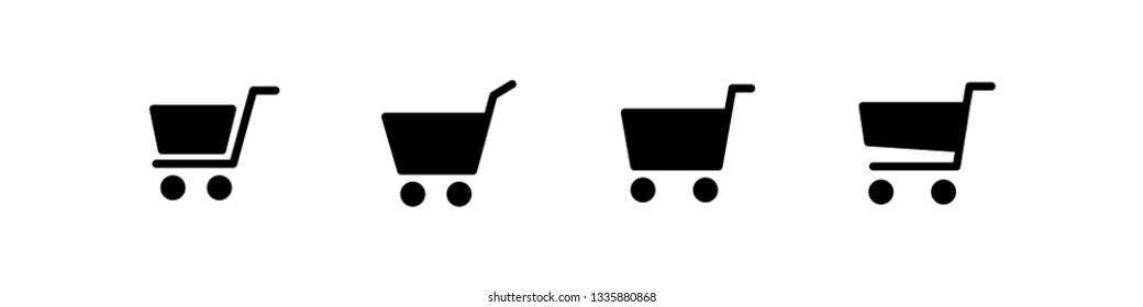 Shopping cart vector icon set, online store buy symbol