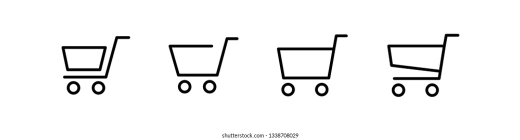 Shopping cart vector icon set, online store buy symbol