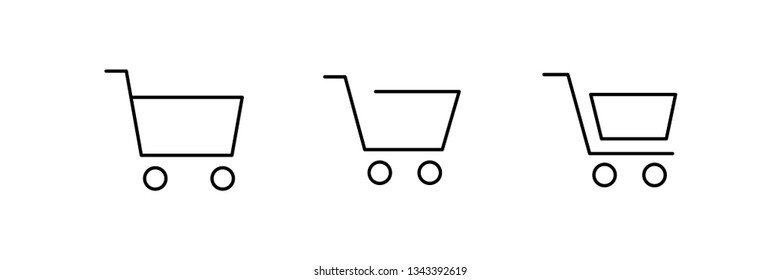 Shopping cart vector icon set, online store buy symbol