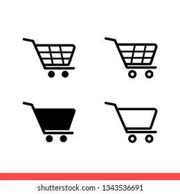Shopping cart vector icon set, basket symbol. Simple, flat design for web or mobile app