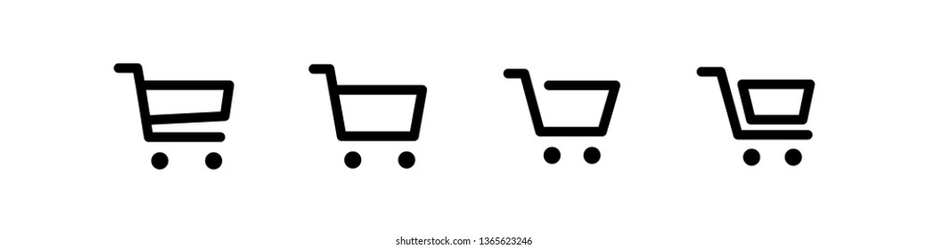 Shopping cart vector icon set, e-commerce symbol