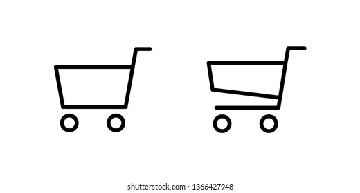 Shopping cart vector icon set, e-commerce symbol