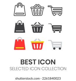 shopping cart vector icon set collection