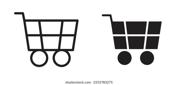 shopping cart vector icon set in black color.