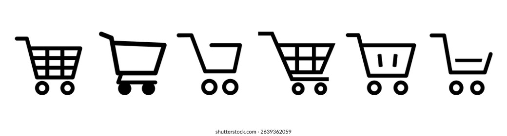 Shopping Cart vector icon set. Shop illustration symbol collection. basket sign or logo.