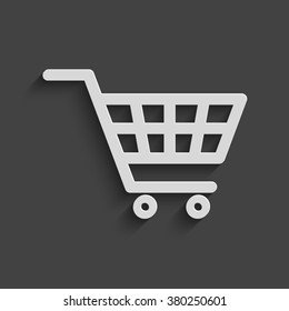 shopping cart vector icon with shadow
