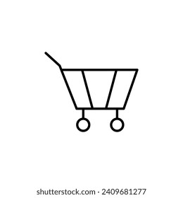 Shopping Cart Vector Icon for Shops and Stores. Suitable for books, stores, shops. Editable stroke in minimalistic outline style. Symbol for design 