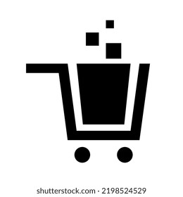 Shopping cart vector icon, square, flat design, white background, e-commerce