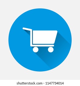 Shopping cart vector icon. Symbol of a store, hypermarket, sales with a flat shadow. Layers grouped for easy editing illustration. For your design.