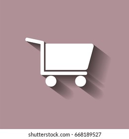 Shopping cart. Vector icon - trolley for goods shows the presence of a store, hypermarket, outlet. Vector icon with shadow