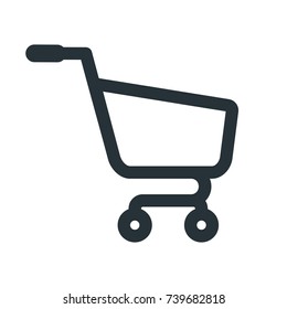 Shopping cart vector icon. Trolley sign. Website design, symbol of buying, selecting and selling in e-commerce. Flat cartoon illustration. Objects isolated on white background.