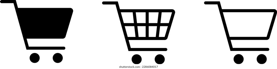 Shopping cart vector icons, flat design. Isolated on white background.
