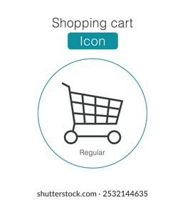 Shopping cart vector icons. Regular Icon in vector and illustration. Linear icon collection. Editable stroke. Store shopping cart stock vector. Trolley and grocery basket. Trendy outline symbols.