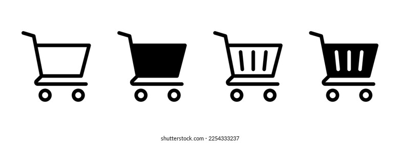 Shopping cart vector icons set. Internet store buy symbol. Webstore trolley logo