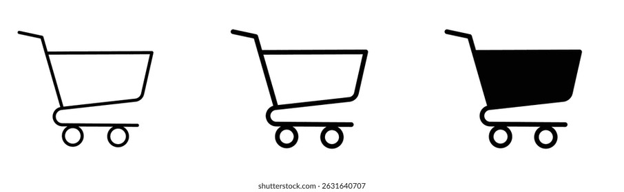 Shopping cart vector icons set isolated on transparent background, e-commerce, online shop, vector