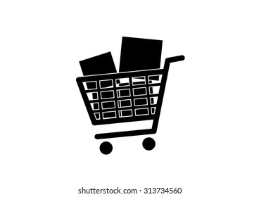Shopping Cart, vector illustration isolated on white