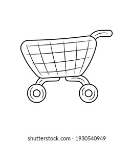 Shopping cart vector illustration, simple hand drawn single Line Icon