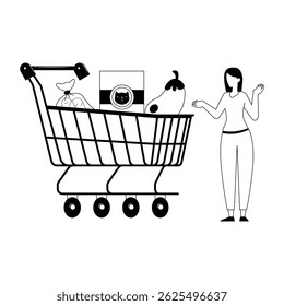 Carrinho de compras Ilustração do vetor que pode facilmente modificar ou editar

