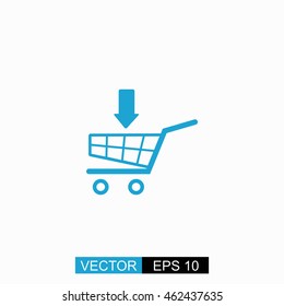 Shopping Cart vector. Isolated blue icon on white background.
