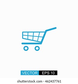 Shopping Cart vector. Isolated blue icon on white background.