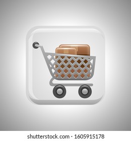 Shopping cart vector, shopping cart isolated for button design.