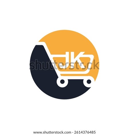 Shopping cart vector JK logo design. JK logo design is used for supermarket or supermall and grocery market.