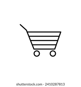 Icono de línea del vector del carro de la compra para los anuncios. Adecuado para libros, tiendas, tiendas. Actrazo editable con un estilo de contorno minimalista. Símbolo de diseño 