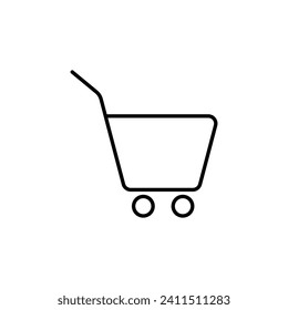 Shopping Cart Vector Line Icon. Suitable for books, stores, shops. Editable stroke in minimalistic outline style. Symbol for design 