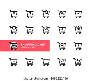 Shopping cart vector line icons. Simple set of outline symbols, graphic design elements. Line icons