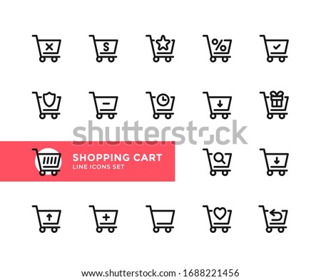 Shopping cart vector line icons. Simple set of outline symbols, graphic design elements. Line icons