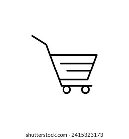 Shopping Cart Vector Line Symbol. Suitable for books, stores, shops. Editable stroke in minimalistic outline style. Symbol for design 