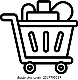 Shopping Cart Vector Lineal Icon On White Background.