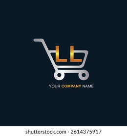 Shopping cart vector LL logo design. LL logo design is used for supermarket or supermall and grocery market.