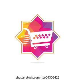 Shopping cart vector logo design. Shopping logo design. On-line shopping app icon.