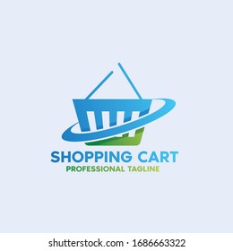 shopping cart vector logo design template