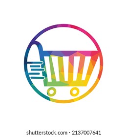  Diseño del logotipo vectorial del carro de la compra. Diseño del logo comercial. Icono de aplicación de compras en línea.