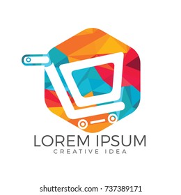 Shopping cart vector logo design. On-line shopping app icon.