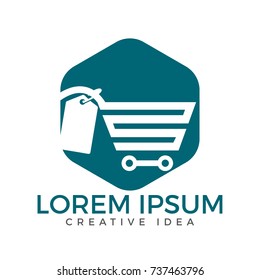 Shopping cart vector logo design. On-line shopping app icon.