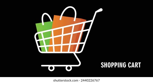 shopping cart vector logo on black background