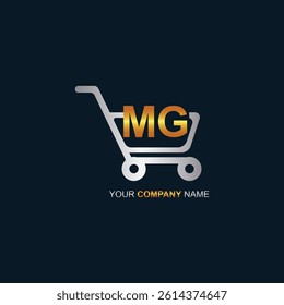 Shopping cart vector MG logo design. MG logo design is used for supermarket or supermall and grocery market.