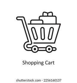 Ilustración de diseño del icono de contorno del vector de la compra. Símbolo de compras y comercio electrónico en archivo EPS 10 de fondo blanco