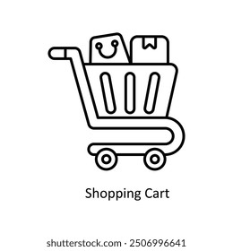 Shopping Cart vector  outline Icon Design illustration. Smart Home and Technology Symbol on White background EPS 10 File