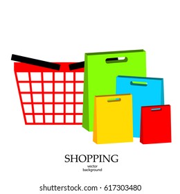 Shopping, shopping cart, vector, products, business background, abstraction
