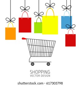 Shopping, shopping cart, vector, products, business background, abstraction