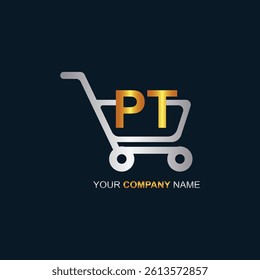 
Shopping cart vector PT logo design. PT logo design is used for supermarket or supermall and grocery market.