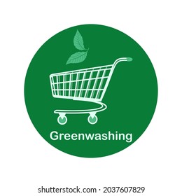 Shopping cart - vector. Quality control of environmentally friendly products. Greenwashing