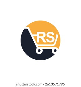 Shopping cart vector RS logo design. RS logo design is used for supermarket or supermall and grocery market.
